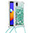 Silicone Candy Rubber TPU Bling-Bling Soft Case Cover with Lanyard Strap S03 for Samsung Galaxy M01 Core Green