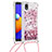 Silicone Candy Rubber TPU Bling-Bling Soft Case Cover with Lanyard Strap S03 for Samsung Galaxy M01 Core Red