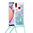 Silicone Candy Rubber TPU Bling-Bling Soft Case Cover with Lanyard Strap S03 for Samsung Galaxy M01s