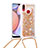 Silicone Candy Rubber TPU Bling-Bling Soft Case Cover with Lanyard Strap S03 for Samsung Galaxy M01s