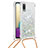 Silicone Candy Rubber TPU Bling-Bling Soft Case Cover with Lanyard Strap S03 for Samsung Galaxy M02