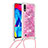 Silicone Candy Rubber TPU Bling-Bling Soft Case Cover with Lanyard Strap S03 for Samsung Galaxy M10