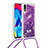 Silicone Candy Rubber TPU Bling-Bling Soft Case Cover with Lanyard Strap S03 for Samsung Galaxy M10