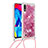 Silicone Candy Rubber TPU Bling-Bling Soft Case Cover with Lanyard Strap S03 for Samsung Galaxy M10