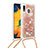 Silicone Candy Rubber TPU Bling-Bling Soft Case Cover with Lanyard Strap S03 for Samsung Galaxy M10S