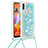 Silicone Candy Rubber TPU Bling-Bling Soft Case Cover with Lanyard Strap S03 for Samsung Galaxy M11