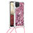 Silicone Candy Rubber TPU Bling-Bling Soft Case Cover with Lanyard Strap S03 for Samsung Galaxy M12