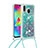 Silicone Candy Rubber TPU Bling-Bling Soft Case Cover with Lanyard Strap S03 for Samsung Galaxy M20