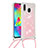 Silicone Candy Rubber TPU Bling-Bling Soft Case Cover with Lanyard Strap S03 for Samsung Galaxy M20