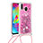 Silicone Candy Rubber TPU Bling-Bling Soft Case Cover with Lanyard Strap S03 for Samsung Galaxy M20 Hot Pink