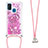 Silicone Candy Rubber TPU Bling-Bling Soft Case Cover with Lanyard Strap S03 for Samsung Galaxy M21