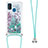 Silicone Candy Rubber TPU Bling-Bling Soft Case Cover with Lanyard Strap S03 for Samsung Galaxy M21