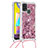 Silicone Candy Rubber TPU Bling-Bling Soft Case Cover with Lanyard Strap S03 for Samsung Galaxy M21s