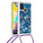 Silicone Candy Rubber TPU Bling-Bling Soft Case Cover with Lanyard Strap S03 for Samsung Galaxy M21s