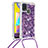 Silicone Candy Rubber TPU Bling-Bling Soft Case Cover with Lanyard Strap S03 for Samsung Galaxy M21s