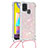 Silicone Candy Rubber TPU Bling-Bling Soft Case Cover with Lanyard Strap S03 for Samsung Galaxy M21s