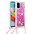 Silicone Candy Rubber TPU Bling-Bling Soft Case Cover with Lanyard Strap S03 for Samsung Galaxy M40S