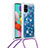 Silicone Candy Rubber TPU Bling-Bling Soft Case Cover with Lanyard Strap S03 for Samsung Galaxy M40S