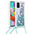 Silicone Candy Rubber TPU Bling-Bling Soft Case Cover with Lanyard Strap S03 for Samsung Galaxy M40S