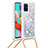 Silicone Candy Rubber TPU Bling-Bling Soft Case Cover with Lanyard Strap S03 for Samsung Galaxy M40S