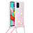 Silicone Candy Rubber TPU Bling-Bling Soft Case Cover with Lanyard Strap S03 for Samsung Galaxy M40S