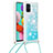 Silicone Candy Rubber TPU Bling-Bling Soft Case Cover with Lanyard Strap S03 for Samsung Galaxy M40S