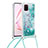 Silicone Candy Rubber TPU Bling-Bling Soft Case Cover with Lanyard Strap S03 for Samsung Galaxy M60s