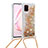 Silicone Candy Rubber TPU Bling-Bling Soft Case Cover with Lanyard Strap S03 for Samsung Galaxy M60s Gold