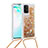 Silicone Candy Rubber TPU Bling-Bling Soft Case Cover with Lanyard Strap S03 for Samsung Galaxy M80S Gold