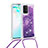 Silicone Candy Rubber TPU Bling-Bling Soft Case Cover with Lanyard Strap S03 for Samsung Galaxy M80S Purple