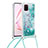 Silicone Candy Rubber TPU Bling-Bling Soft Case Cover with Lanyard Strap S03 for Samsung Galaxy Note 10 Lite