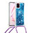 Silicone Candy Rubber TPU Bling-Bling Soft Case Cover with Lanyard Strap S03 for Samsung Galaxy Note 10 Lite Blue