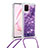 Silicone Candy Rubber TPU Bling-Bling Soft Case Cover with Lanyard Strap S03 for Samsung Galaxy Note 10 Lite Purple
