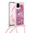 Silicone Candy Rubber TPU Bling-Bling Soft Case Cover with Lanyard Strap S03 for Samsung Galaxy Note 10 Lite Red