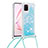 Silicone Candy Rubber TPU Bling-Bling Soft Case Cover with Lanyard Strap S03 for Samsung Galaxy Note 10 Lite Sky Blue
