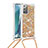 Silicone Candy Rubber TPU Bling-Bling Soft Case Cover with Lanyard Strap S03 for Samsung Galaxy Note 20 5G Gold