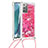 Silicone Candy Rubber TPU Bling-Bling Soft Case Cover with Lanyard Strap S03 for Samsung Galaxy Note 20 5G Hot Pink