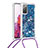Silicone Candy Rubber TPU Bling-Bling Soft Case Cover with Lanyard Strap S03 for Samsung Galaxy S20 FE (2022) 5G Blue