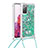 Silicone Candy Rubber TPU Bling-Bling Soft Case Cover with Lanyard Strap S03 for Samsung Galaxy S20 FE (2022) 5G Green