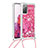 Silicone Candy Rubber TPU Bling-Bling Soft Case Cover with Lanyard Strap S03 for Samsung Galaxy S20 FE (2022) 5G Hot Pink