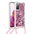 Silicone Candy Rubber TPU Bling-Bling Soft Case Cover with Lanyard Strap S03 for Samsung Galaxy S20 FE (2022) 5G Red