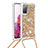 Silicone Candy Rubber TPU Bling-Bling Soft Case Cover with Lanyard Strap S03 for Samsung Galaxy S20 FE 5G Gold