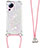 Silicone Candy Rubber TPU Bling-Bling Soft Case Cover with Lanyard Strap S03 for Xiaomi Civi 2 5G Pink