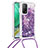 Silicone Candy Rubber TPU Bling-Bling Soft Case Cover with Lanyard Strap S03 for Xiaomi Mi 10T 5G