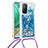 Silicone Candy Rubber TPU Bling-Bling Soft Case Cover with Lanyard Strap S03 for Xiaomi Mi 10T 5G Blue