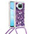 Silicone Candy Rubber TPU Bling-Bling Soft Case Cover with Lanyard Strap S03 for Xiaomi Mi 10T Lite 5G Purple