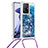 Silicone Candy Rubber TPU Bling-Bling Soft Case Cover with Lanyard Strap S03 for Xiaomi Mi 11T 5G Blue