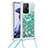 Silicone Candy Rubber TPU Bling-Bling Soft Case Cover with Lanyard Strap S03 for Xiaomi Mi 11T 5G Green