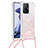 Silicone Candy Rubber TPU Bling-Bling Soft Case Cover with Lanyard Strap S03 for Xiaomi Mi 11T 5G Pink