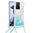 Silicone Candy Rubber TPU Bling-Bling Soft Case Cover with Lanyard Strap S03 for Xiaomi Mi 11T 5G Sky Blue